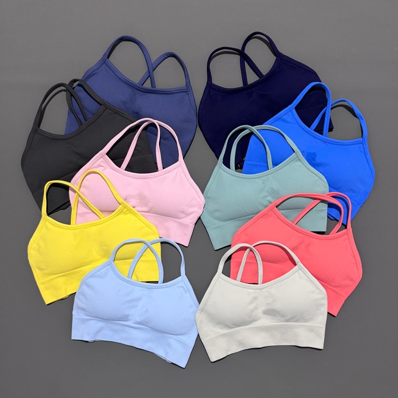 Crossfit Yoga - Histello バックレススポーツブラ レディース シームレス ヨガトップ ハイサポート