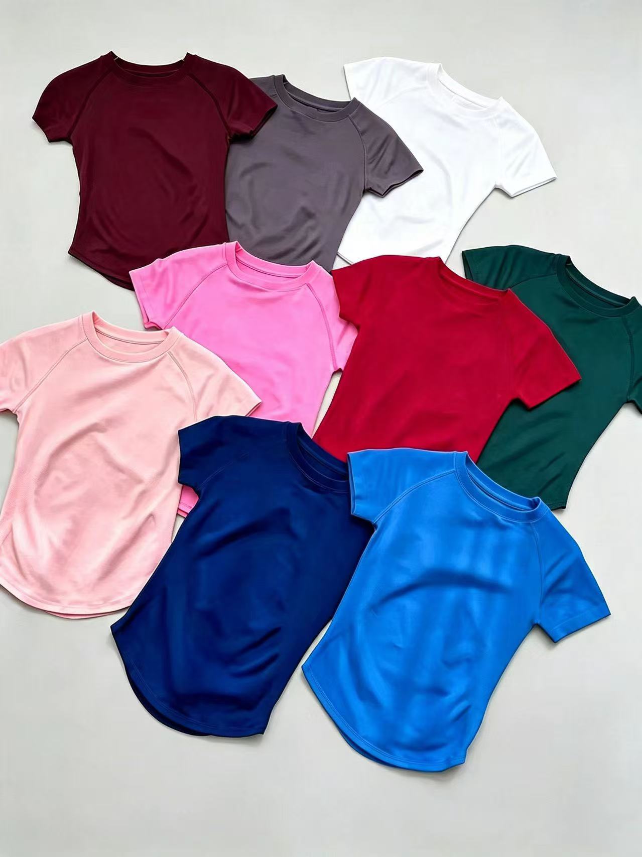 Crossfit Yoga - DFUF レディース 夏用半袖スポーツトップ、速乾性通気性Tシャツ、カジュアルジムヨガランニングフィットネスウェア